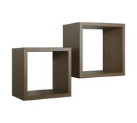 ÉTAGÈRES À MUR LOT DE 2 CUBES CHÊNE TABAC MOD. Q-BIS MAXI