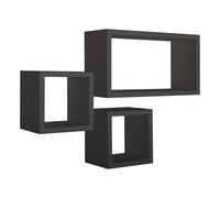 ÉTAGÈRES À MUR LOT DE 3 PC MODULAIRES NOIR MOD. TRIBÙ