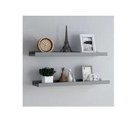 Vidaxl Etagères À Rebord Pour Cadre Photo 2 Pcs Gris 80x9x3 Cm Mdf Gris