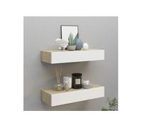 vidaXL Étagères à tiroir murales 2 pcs Chêne et blanc 60x23,5x10cm MDF