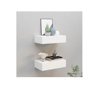 Vidaxl Étagères À Tiroirs Murales 2 Pcs Blanc 40x23,5x10 Cm Mdf Blanc