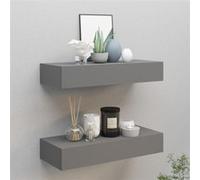 Vidaxl Étagères À Tiroirs Murales 2 Pcs Gris 60x23,5x10 Cm Mdf Multicolore