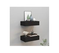 Etagères à tiroirs murales 2 pcs noir 40x23,5x10 cm MDF
