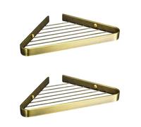 Étagères Angle Douche Murale en Laiton Métal Rangement avec Panier Salle de Bain Etagere Cuisine Rangement Epice a Poser sur Plan de Travail Angle, Antique Bronze