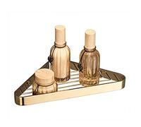 Étagères Angle Douche Murale en Laiton Métal Rangement avec Panier Salle de Bain Etagere Cuisine Rangement Epice a Poser sur Plan de Travail Angle, Gold