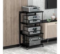 ÉTagèRes Audio VidéO Étagère vidéo, Support multimédia, Support, Support de Console de Jeu, avec roulettes, étagère d'angle pour Support multimédia AV, avec étagères de Rangement, Tour de su