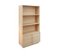 Etagères bibliothèque effet bois naturel 2 portes 5 niveaux - L 80 x P 35 x H 160cm - Kuba