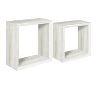 ÉTAGÈRES CARRÉES À MUR LOT DE 2 CUBES MODULAIRES CHÊNE BLANCHI MOD. GINEVRA