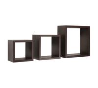 ÉTAGÈRES CARRÉES MURALES LOT DE 3 CUBES MODULAIRES WENGÉ MOD. RUBIC