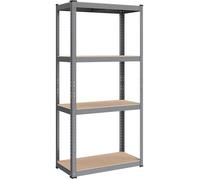 Étagères Charge Lourde à 4 Niveaux, Montage sans Vis, Capacité 520 kg, 40 x 80 x 160 cm, Gris et Naturel