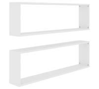 Vidaxl Etagères Cube Murales 2 Pcs Blanc 100x15x30 Cm Aggloméré Blanc