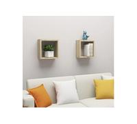 Etagères cube murales 2 pcs chêne sonoma 30x15x30 cm