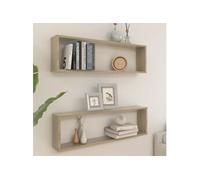 Vidaxl Etagères Cube Murales 2 Pcs Chêne Sonoma 100x15x30 Cm Aggloméré Multicolore