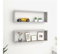 Vidaxl Etagères Cube Murales 2 Pcs Gris Béton 80x15x26,5 Cm Aggloméré