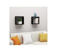 Vidaxl Étagères Cube Murales 2 Pcs Noir 30x15x30 Cm Noir