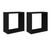 Étagères cube murales 2 pcs noir 30x15x30 cm