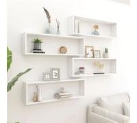 Étagères cube murales 4 pcs Blanc 100x15x30cm bois d ingénierie Blanc G