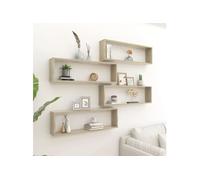 Vidaxl Etagères Cube Murales 4 Pcs Chêne Sonoma 100x15x30 Cm Aggloméré Multicolore
