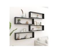 vidaXL Étagères cube murales 4 pcs Noir 100x15x30 cm Aggloméré