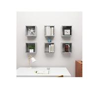 Vidaxl Etagères Cube Murales 6 Pcs Gris Béton 30x15x30 Cm