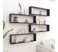 Étagères Cube Murales Supports Suspendues 4 pcs Noir Bois d'Ingénierie vidaXL