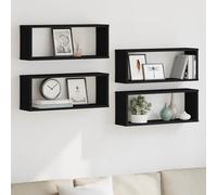 Étagères Cube Murales Supports Suspendues Rangement Salon 2 pcs Noir vidaXL