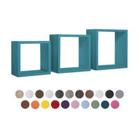 ÉTAGÈRES CUBIQUES MURALES LOT DE 3 CUBES MODULAIRES CHÊNE FONCÉ MOD. INCUBO