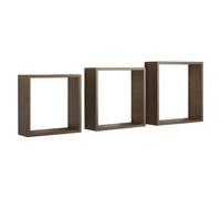 ÉTAGÈRES CUBIQUES MURALES LOT DE 3 CUBES MODULAIRES CHÊNE TABAC MOD. INCUBO SLIM