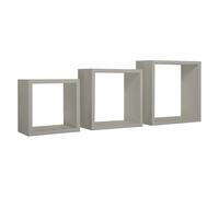 ÉTAGÈRES CUBIQUES MURALES LOT DE 3 CUBES MODULAIRES MARRON TAUPE MOD. INCUBO