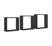 ÉTAGÈRES CUBIQUES MURALES LOT DE 3 CUBES MODULAIRES NOIR MOD. INCUBO SLIM