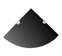 Étagères d angle 2 pcs et supports chromés Verre Noir 25x25 cm Noir G