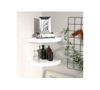 Etagères d angle flottantes 2 pcs blanc 25x25x3,8 cm MDF