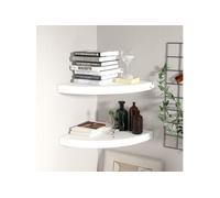 Étagères d angle flottantes 2 pcs blanc 35x35x3,8 cm MDF Blanc G