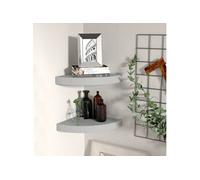vidaXL 2X Etagères d'angle Flottantes Etagères Murales Bibliothèque Supports Panneaux Muraux Salon Chambre Bureau Intérieur Gris 25x25x3,8 cm MDF