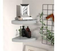 Vidaxl Étagères D'angle Flottantes 2 Pcs Gris 25x25x3,8 Cm Mdf Multicolore
