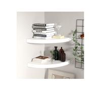 vidaXL Étagères d'angle flottantes 2 pcs – blanc brillant 35×35×3,8 cm MDF