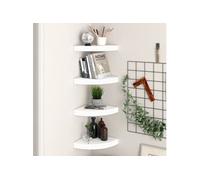 vidaXL Étagères d'angle flottantes 4 pièces Blanc 25x25x3,8 cm MDF