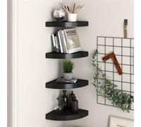 Vidaxl ?Tag¿¿Res D'angle Flottantes 4 Pcs Noir 25x25x3,8 Cm Mdf Multicolore