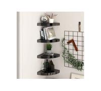 Vidaxl Étagères D'angle Flottantes 4 Pcs Noir Brillant 25x25x3,8cm Mdf Multicolore
