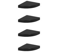 Étagères d angle flottantes 4 pcs noir brillant 25x25x3,8cm MDF