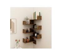Vidaxl Étagères D'angle Murales 2 Pcs Chêne Fumé 40x40x50 Cm Bois Marron