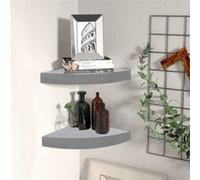 Etagères d angle murales 2 pcs Gris béton 25x25x3,8 cm MDF