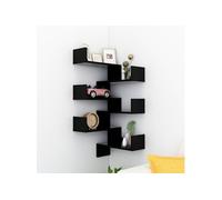 Vidaxl Étagères D'angle Murales 2 Pcs Noir 40x40x50 Cm Bois Ingénierie Noir