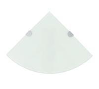 Étagères D'angle 2 Pcs Et Supports Chromés Verre Blanc 25x25 Cm Blanc