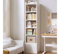 Étagères d'angle Blanches, Étagère Fine, Étagère d'angle Ouverte Haute, Armoire de Rangement Autonome avec 1 Porte for Bureau, Balcon, Canapé ou Côté Lit