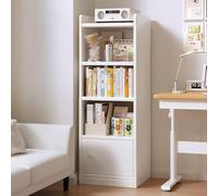 Étagères d'angle Blanches, Étagère Fine, Étagère d'angle Ouverte Haute, Armoire de Rangement Autonome avec 1 Porte for Bureau, Balcon, Canapé ou Côté Lit