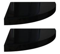 Étagères D'angle Flottantes 2 Pcs Noir Brillant 35x35x3,8cm Mdf Vidaxl Vidaxl Noir