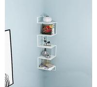 Étagères d'angle flottantes en métal à 5 niveaux - Support mural pour livres et nizer de rangement, design cubby ouvert pour décoration d'intérieur et gain de place, finition blanche élégante