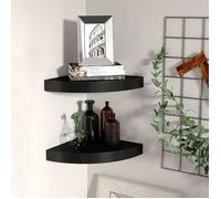 Étagères d'angle flottantes - vidaXL - 2 pièces - Noir - 25x25x3,8 cm - MDF - Système de montage invisible