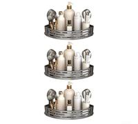 Étagères d'angle triangulaires à ventouse, 22 x 5,3 cm, sans perçage, design triangulaire peu encombrant, pour locataires et petites salles de bains (gris, trois couches)